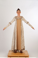  Photos Woman in Historical Dress 32 15th century Historical Clothing a poses beige dress whole body 0001.jpg